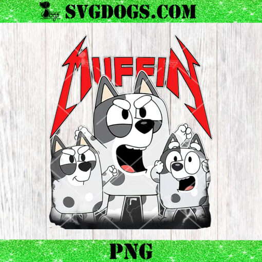 Bluey Muffin Metal PNG, Bluey Muffin Heeler Metal PNG