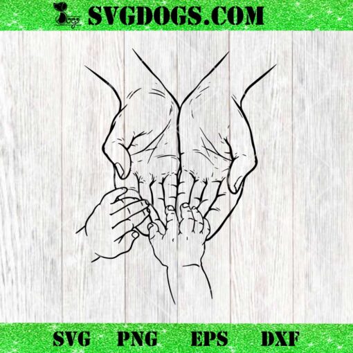 Hands Mom With Two Kids SVG, Mother Holding Hands of 2 Children SVG PNG DXF EPS