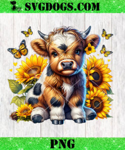 Highland Cow Sunflower Mother’s Day PNG