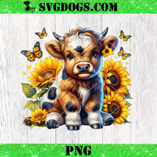 Highland Cow Sunflower Mother’s Day PNG