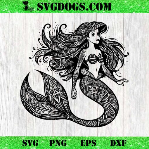 Mermaid SVG, Ariel Mandala SVG PNG EPS DXF