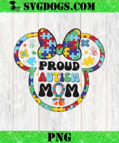 Proud Autism Mom Minnie Head PNG, Minnie Mouse Autism PNG