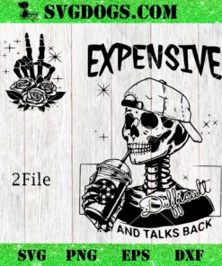 Retro Expensive Difficult And Talks SVG, Skeleton Middle Finger SVG, Boy Coffee SVG PNG EPS DXF