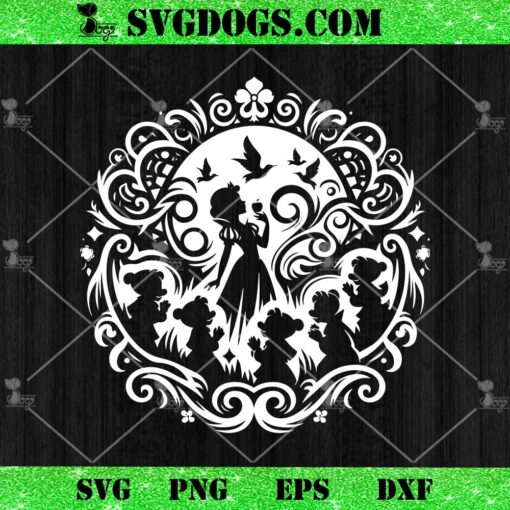 Snow White And The 7 Dwarfs SVG PNG, Snow White Mandala SVG PNG EPS DXF