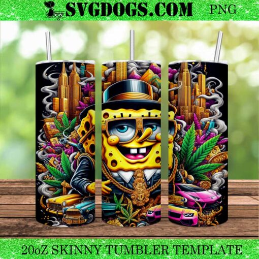 SpongeBob Cannabis 20oz Tumbler Wrap PNG File