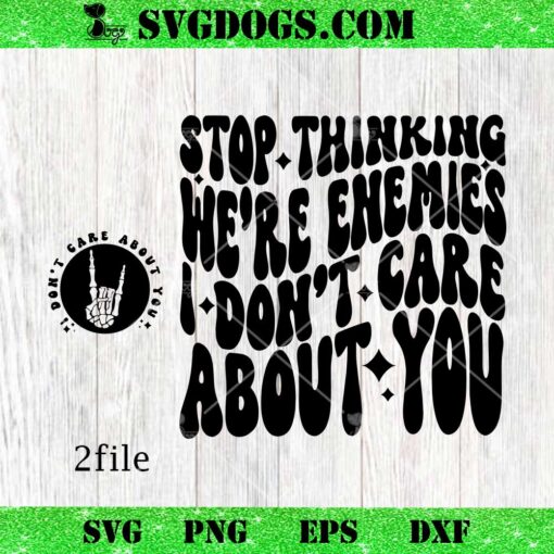 Stop Thinking Were Enemies I Dont Care About You SVG