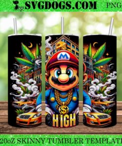 Super Mario Cannabis 20oz Tumbler Wrap PNG File