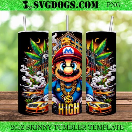 Super Mario Cannabis 20oz Tumbler Wrap PNG File