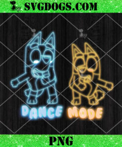 Bluey Bingo Dance Mode Neon Light PNG, Bluey Dance PNG