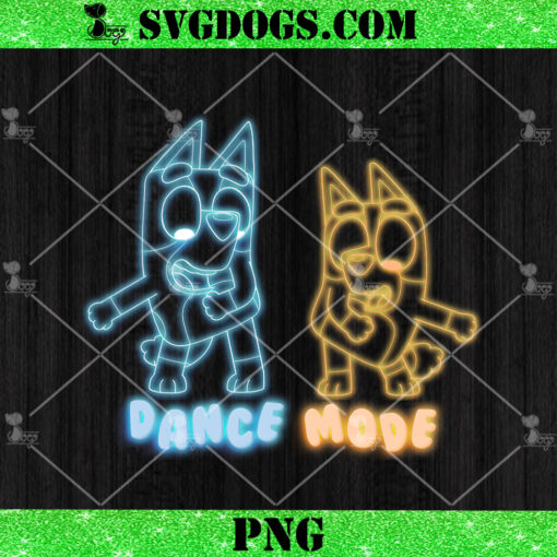 Bluey Bingo Dance Mode Neon Light PNG, Bluey Dance PNG