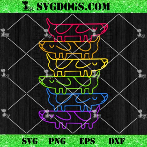Bluey Long Dog Multicolored SVG, Long Dog Outline SVG PNG EPS DXF