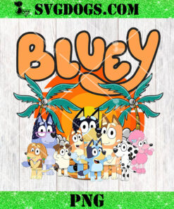 Family Bluey Sunset Beach PNG, Bluey Summer PNG