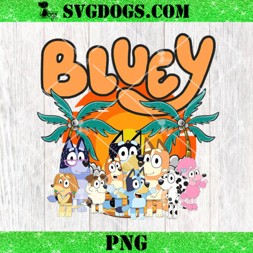 Family Bluey Sunset Beach PNG, Bluey Summer PNG