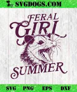 Raccoon Feral Girl Summer SVG, Raccoon Opossum SVG PNG EPS DXF