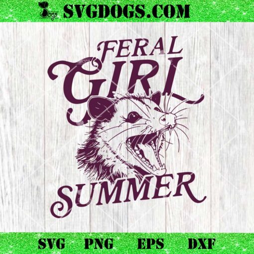 Raccoon Feral Girl Summer SVG, Raccoon Opossum SVG PNG EPS DXF