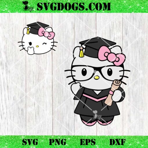 Graduate Hello Kitty SVG, Hello Senior Kitty 2024 SVG, Graduation Season SVG PNG EPS DXF