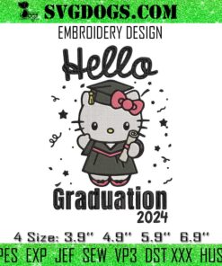 Hello Graduation 2024 Kitty Embroidery, Hello Kitty Senior Embroidery