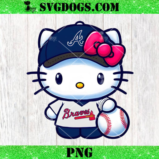 Hello Kitty Atlanta Braves Baseball PNG, Atlanta Braves MLB Sublimation Transfer PNG