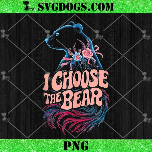 I Choose The Bear PNG, Bear Flowers PNG