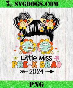 Little Miss Pre-k Grad Graduation 2024 PNG, Kid Girls Groovy Prek PNG