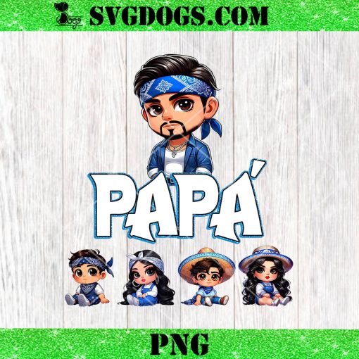 Papa Chicano Dad PNG, Chibi Latina Father’s Day PNG, Name Kids Gift For Dad PNG