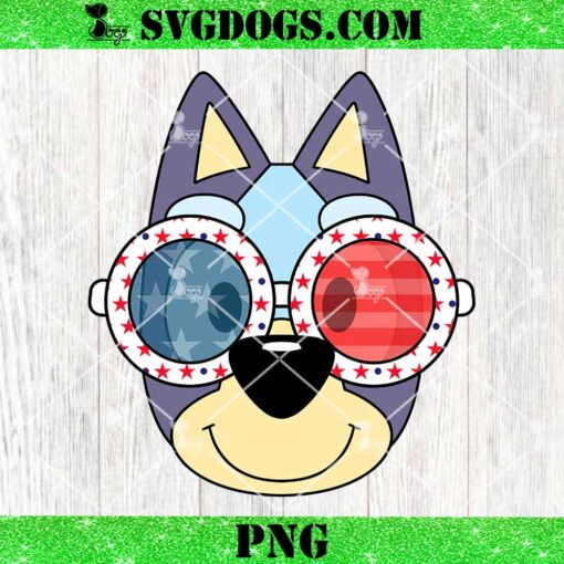 Patriotic Bluey Sunglasses PNG, Patriotic Bluey 4th Of July PNG, American Flag Sunglasses PNG