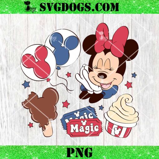 Patriotic Minnie Collage PNG, Minnie Magic PNG, Disney 4th Of July PNG