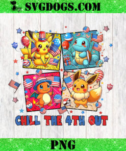 Pikachu Chill The 4th Out PNG, Pikachu Friends 4th Of July PNG