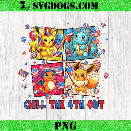 Pikachu Chill The 4th Out PNG, Pikachu Friends 4th Of July PNG