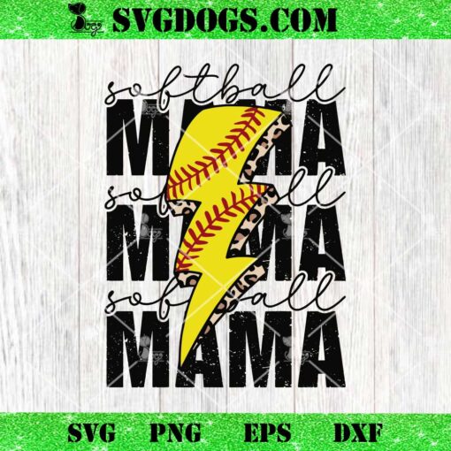 Retro Softball Mama SVG, Softball Mom Leopard SVG PNG EPS FXF