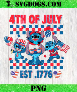 Stitch 4th Of July Est 1776 PNG, Patriotic Stitch PNG