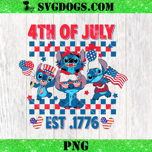 Stitch 4th Of July Est 1776 PNG, Patriotic Stitch PNG