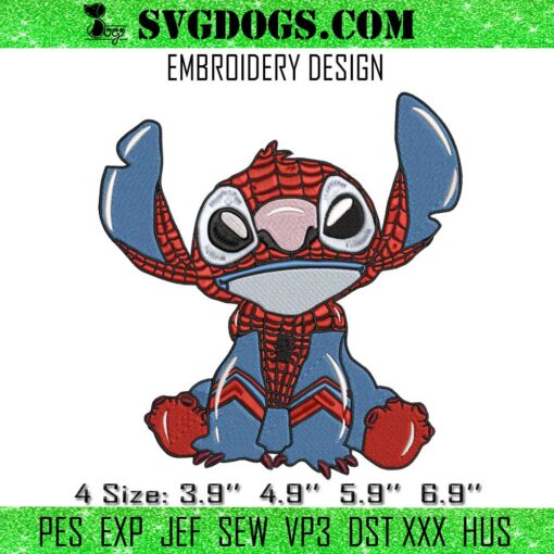 Stitch Spiderman Embroidery, Stitch Superhero Embroidery