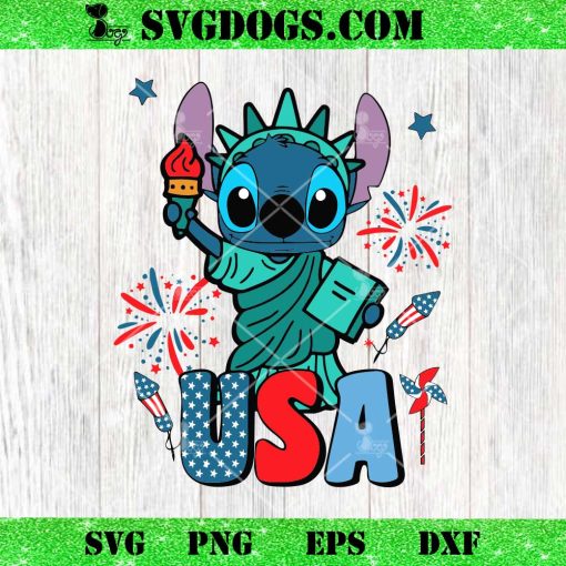 Stitch USA Statue Of Liberty SVG, Stitch USA 4th Of July SVG PNG DXF EPS