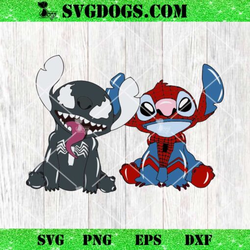 Stitch Venom Spiderman SVG, Stitch Superhero SVG PNG DXF EPS