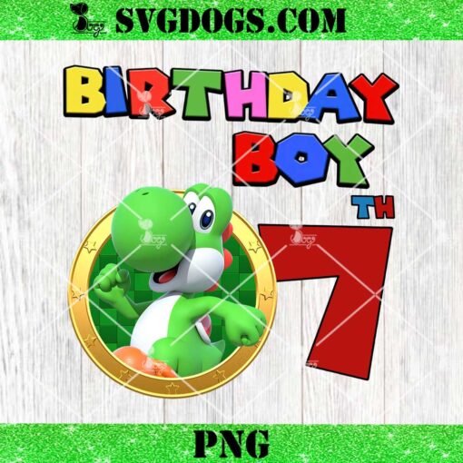 Super Mario Yoshi Birthday Boy 7th PNG