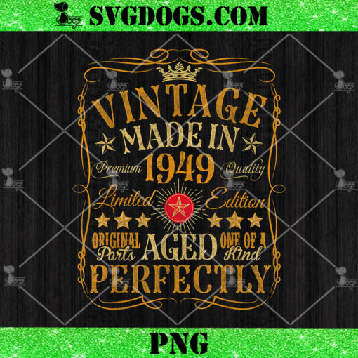 Vintage 75th Birthday Decorations PNG, 1949 75 Birthday PNG