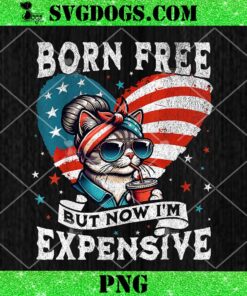 Born Free But Now I’m Expensive PNG, Mom Bun Cat July 4th PNG