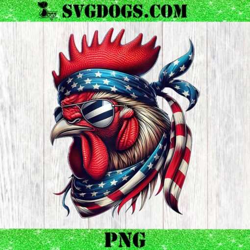 Chicken American USA Flag Sunglasses PNG, 4th of July Chicken PNG