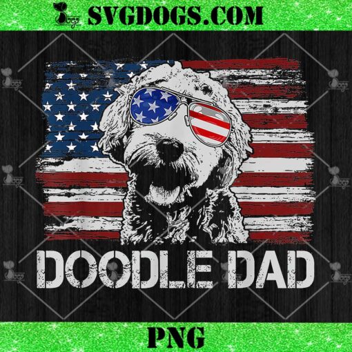 Doodle Dad Goldendoodle Dog American Flag PNG, 4th Of July PNG