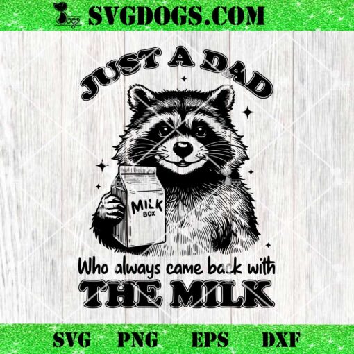 Just A Dad Who Always Came Back With The Milk SVG, Raccoon Fathers Day SVG PNG DXF EPS