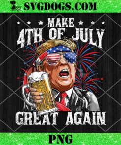 Make 4th of July Great Again Trump PNG, Trump Drinking Beer PNG