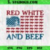 Red White And Beef SVG, Vintage Usa Flag 4th Of July Funny Cow SVG PNG DXF EPS