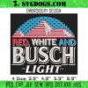 Red White And Busch Light Embroidery, 4th Of July Embroidery