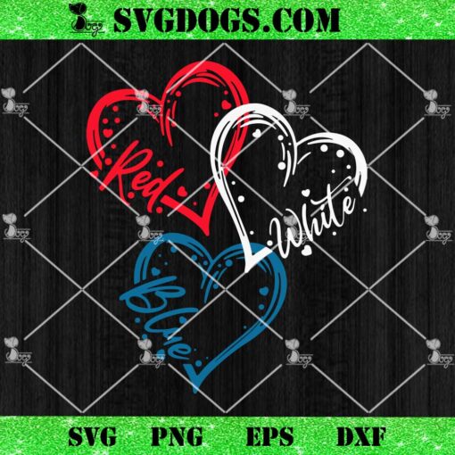 Red White Blue Heart SVG, Heart 4th Of July SVG PNG DXF EPS