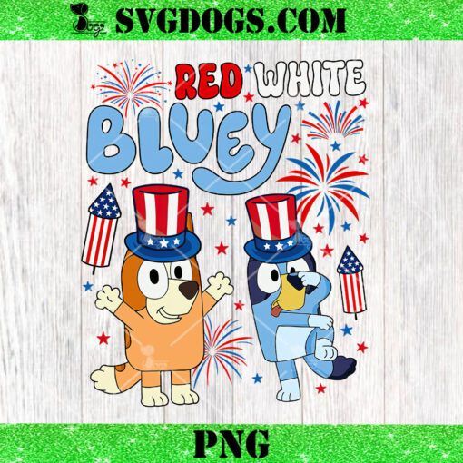 Red White Bluey PNG, Bluey 4th of July PNG