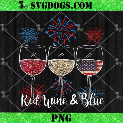 Red Wine And Blue 4th Of July PNG, Wine Red White Blue Wine Glasses PNG