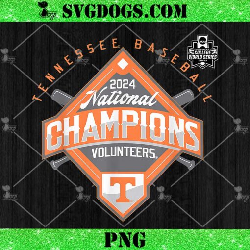 Tennessee Volunteers National Champs 2024 Baseball CWS Bases PNG