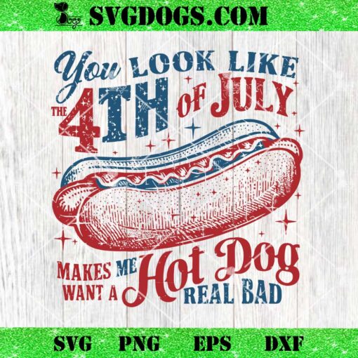 You Look Like The 4th Of July SVG, Retro America Hot Dog SVG, Funny 4th July SVG PNG DXF EPS