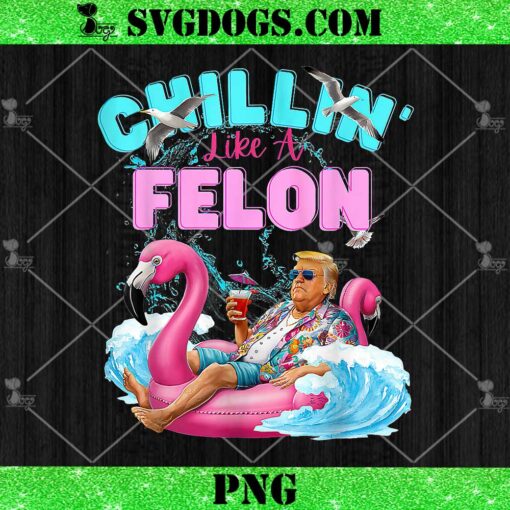 Chillin Like A Felon Summer Trump PNG, Pink Flamingo Float PNG